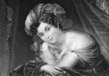 Maria Theresia Ahlefeldt, born Princess Maria Theresia of Thurn and Taxis (1755-1810) on engraving from 1835. First female composer in Denmark. Engraved by Dean after a painting by Holmes and publishe
