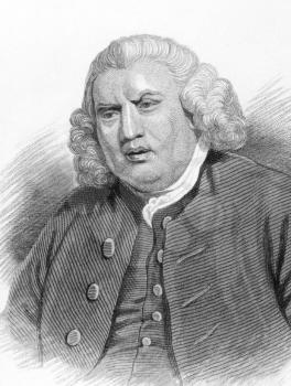 Samuel Johnson (1709-1784) on engraving from 1800s. English author who made lasting contributions to English literature as a poet, essayist, moralist, literary critic, biographer, editor and lexicogra