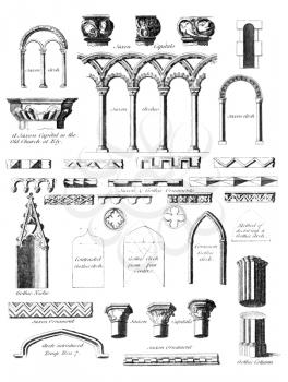 Saxon and Gothic Architecture on engraving from 1775.