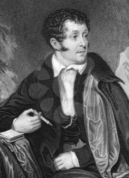 Thomas Campbell (1777-1844) on engraving from 1800s. Scottish poet. Engraved by J.Jenkins after a painting by D.M.Clise and published in London by Fisher, Son & Co in 1844.