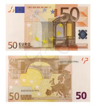 50 euro banknote isolated in white