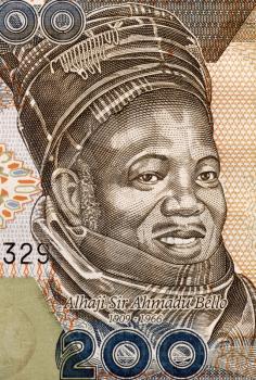 Ahmadu Bello (1909-1966) on 200 Naira 2011 Banknote from Nigeria. Nigerian politician.