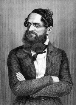 August Heinrich Simon (1805-1860) on engraving from 1859. German democratic politician. Engraved by unknown artist and published in Meyers Konversations-Lexikon, Germany,1859.