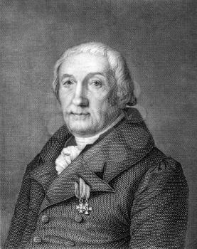 Christoph Ammon (1766-1850) on engraving from 1859. German Protestant theologian and a major representative of the rationalistic supernaturalism. Engraved by Wagner and published in Meyers Konversatio
