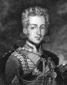 Ferdinand Philippe, Duke of Orleans (1810-1842) on engraving from 1859. Eldest son of Louis Philippe I. Engraved by G.Metzer and published in Meyers Konversations-Lexikon, Germany,1859.