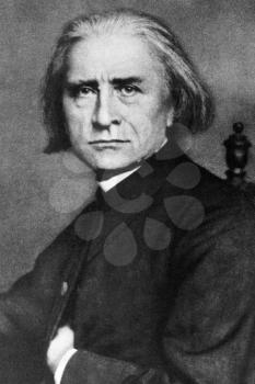 Franz Liszt (1811-1886) on engraving from 1908. Hungarian composer, pianist, conductor and teacher. Engraved by unknown artist and published in The world's best music, famous compositions for the pia