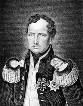 Frederick William III (1770-1840) on engraving from 1859. King of Prussia during 1797-1840. Engraved by Nordheim and published in Meyers Konversations-Lexikon, Germany,1859.