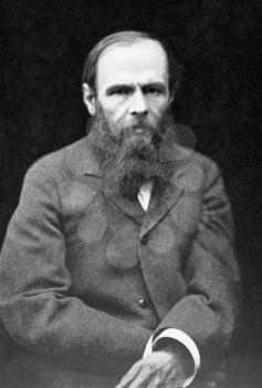 Fyodor Dostoyevsky (1821-1881) on antique print from 1899. Russian writer of novels, short stories and essays. After Leben and published in the 19th century in portraits, Germany, 1899.
