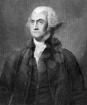 George Washington (1731-1799) on engraving from 1859. First President of the U.S.A. during 1789-1797  and commander of the Continental Army in the American Revolutionary War during 1775-1783. Consider