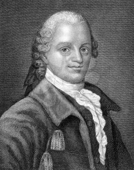Gotthold Ephraim Lessing (1729-1781) on engraving from 1859. German writer, philosopher, dramatist, publicist and art critic. Engraved by unknown artist and published in Meyers Konversations-Lexikon, 