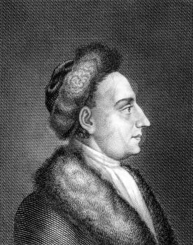 Heinrich Wilhelm von Gerstenberg (1737-1823) on engraving from 1859. German poet and critic. Engraved by unknown artist and published in Meyers Konversations-Lexikon, Germany,1859.
