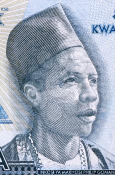Inkosi Ya Makhosi Philip Gomani II (1893-1954) on 50 Kwacha 2012 Banknote from Malawi.