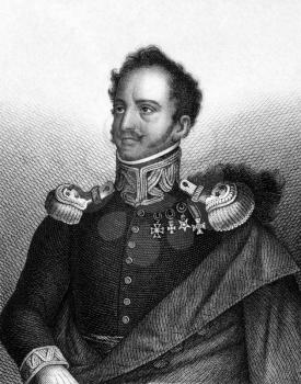Jan Nepomucen Uminski (1778-1851) on engraving from 1859. Polish general. Engraved by unknown artist and published in Meyers Konversations-Lexikon, Germany,1859.