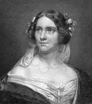 Jenny Lind (1820-1887) on engraving from 1859. Swedish opera singer. Engraved by N.Afinger and published in Meyers Konversations-Lexikon, Germany,1859.