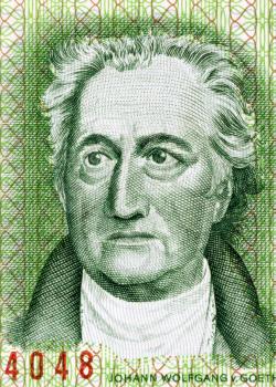 Johann Wolfgang von Goethe (1849-1932) on 20 Marks 1975 Banknote from East Germany. German writer, artist and politician.