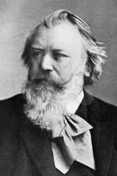 Johannes Brahms (1833-1897) on engraving from 1908. German composer and pianist, one of the leading musicians of the Romantic period. Engraved by unknown artist and published in The world's best musi