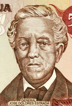 Jose Dolores Estrada Vado (1792-1869) on 50 Cordobas 1985 Banknote from Nicaragua. Nicaraguan national hero.