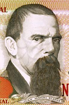 Juan Manuel Blanes (1830-1901) on 2000 Nuevos Pesos 1989 Banknote from Uruguay. Uruguayan painter of the Realist school.