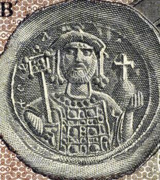 Justinian I (482-565) on 500 Drachmai 1953 Banknote from Greece. Byzantine Emperor during 527-565.