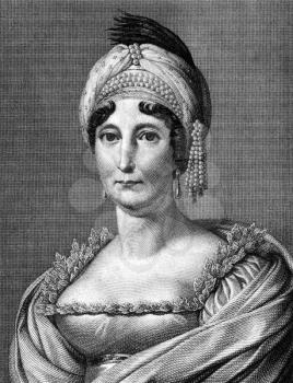 Letizia Ramolino (1750-1836) on engraving from 1859.  Mother of Napoleon I of France. Engraved by A.Spiess and published in Meyers Konversations-Lexikon, Germany,1859.