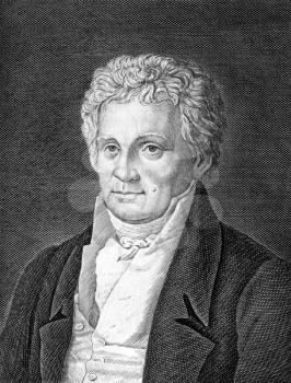 Ludwig Tieck (1773-1853) on engraving from 1859.  German poet, translator, editor, novelist, writer of Novellen and critic, Engraved by unknown artist and published in Meyers Konversations-Lexikon, Ge