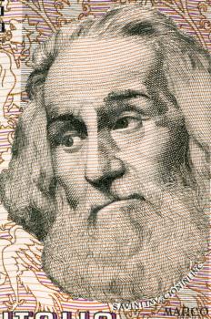 Marco Polo (1254-1324) on 1000 Lire 1982 Banknote from Italy. Venetian merchant traveler.