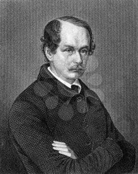 Matthias Jakob Schleiden (1804-1881) on engraving from 1859. German botanist and co-founder of the cell theory. Engraved by unknown artist and published in Meyers Konversations-Lexikon, Germany,1859.