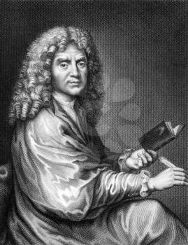 Moliere (1622-1676) on engraving from 1859. French playwright and actor, one of the greatest masters of comedy in Western literature. Engraved by Nordheim and published in Meyers Konversations-Lexikon