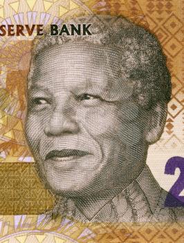 Nelson Mandela (born 1918) on 20 Rand 2012 Banknote from South Africa. South African anti-apartheid activist, revolutionary and politician who served as President of South Africa during 1994-1999.