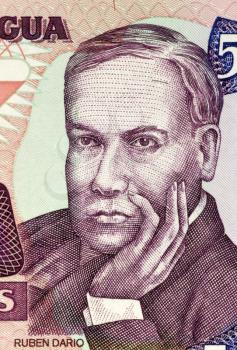 Ruben Dario (1867-1916) on 500 Cordobas 1985 Banknote from Nicaragua. Nicaraguan poet.