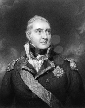 Edward Pellew, 1st Viscount Exmouth (1757-1833) on engraving from 1834.  British naval officer. Engraved by H.Robinson and published in ''Portraits of Illustrious Personages of Great Britain'',UK,1834