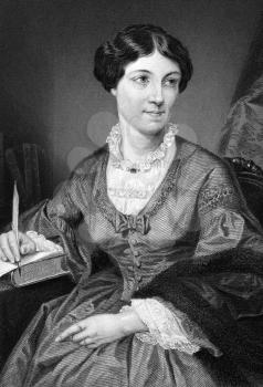 Harriet Martineau (1802-1876) on engraving from 1873. English social theorist and Whig writer. Engraved after a painting by A.Chappel and published in The Masterpiece Library of Short Stories'',USA,1