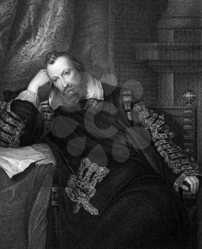 Henry Percy, 9th Earl of Northumberland (1564-1632) on engraving from 1831.  English aristocrat. Engraved by J.Cochran and published in ''Portraits of Illustrious Personages of Great Britain'',UK,1831