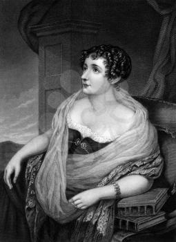 Sydney, Lady Morgan (1781-1859) on engraving from 1874. Irish novelist. Engraved after a drawing by S.Lover and published in The Masterpiece Library of Short Stories'',USA,1874.
