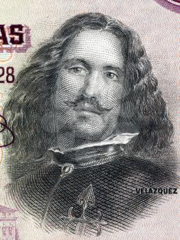 Diego Velazquez (1599-1660) on 50 Pesetas 1928 Banknote from Spain. Spanish painter.