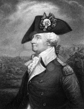 Anthony Wayne (1745-1796) on engraving from 1834.  United States Army officer, statesman and member of the House of Representatives. Engraved by E. Prudhomnie and published in ''National Portrait Gall