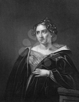 Catharine Sedgwickon (1789-1867) on engraving from 1873. American novelist. Engraved by unknown artist and published in ''Portrait Gallery of Eminent Men and Women with Biographies'',USA,1873.