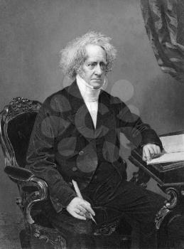 John Herschel (1792-1871) on engraving from 1873. English mathematician, astronomer, chemist and experimental photographer/inventor, who also did valuable botanical work. Engraved by unknown artist an