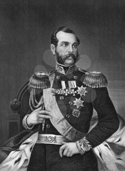 Alexander II of Russia (1818-1881) on engraving from 1873. Emperor of Russia during 1855-1881. Engraved by unknown artist and published in ''Portrait Gallery of Eminent Men and Women with Biographies'