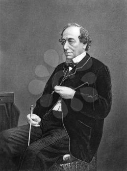 Benjamin Disraeli, 1st Earl of Beaconsfield  (1804-1881) on engraving from 1873. British Prime Minister, parliamentarian, Conservative statesman and literary figure. Engraved by unknown artist and pub