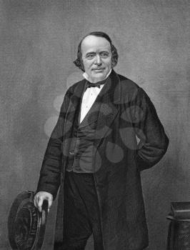 Louis Agassiz (1807-1873) on engraving from 1873. Swiss-born and European-trained biologist and geologist. Engraved by unknown artist and published in ''Portrait Gallery of Eminent Men and Women with 