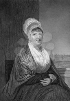 Elizabeth Fry (1780-1845) on engraving from 1873. English prison reformer, social reformer and, as a Quaker, a Christian philanthropist. Engraved by unknown artist and published in ''Portrait Gallery 