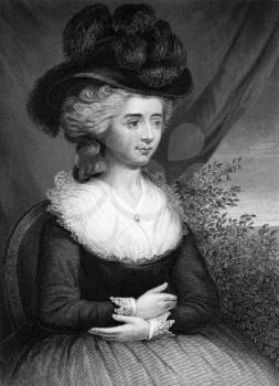 Frances Burney (1752-1840) on engraving from 1873. English novelist, diarist and playwright. Engraved by unknown artist and published in ''Portrait Gallery of Eminent Men and Women with Biographies'',