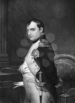 Napoleon Bonaparte (1769-1821) on engraving from 1873. Emperor of France. One of the most brilliant individuals in history, a masterful soldier, an unequaled grand tactician and a superb administrator