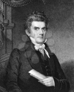 John Caldwell Calhoun (1782-1850) on engraving from 1835. United States politician and political theorist. Engraved by  and published in''National Portrait Gallery of Distinguished Americans Volume II