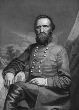 Thomas Jonathan Stonewall Jackson (1824-1863) on engraving from 1873. One of the best known Confederate generals during the American Civil War. Engraved by unknown artist and published in ''Portrait