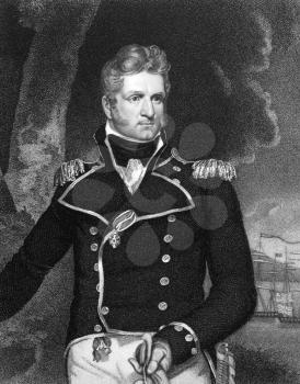 Thomas Macdonough (1783-1825) on engraving from 1834. American naval officer. Engraved by J.B Forrest and published in ''National Portrait Gallery of Distinguished Americans'',USA,1834.