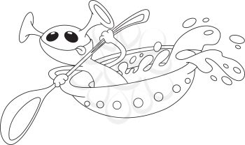 Royalty Free Clipart Image of an Alien in a Saucer