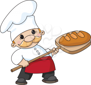 Royalty Free Clipart Image of a Baker With Bread