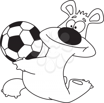 Royalty Free Clipart Image of a Bear With a Soccer Ball